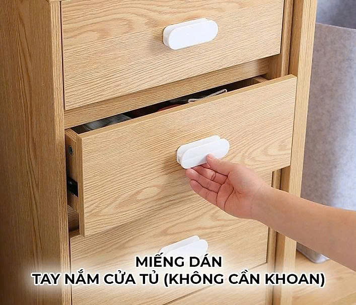 Set 2 Tay Nắm Cửa Tủ, Cửa Kéo Kèm Keo Dán Không Cần Khoan - BẢO VỆ NHÀ CỬA KHÁC - Giao Màu Ngẫu Nhiên