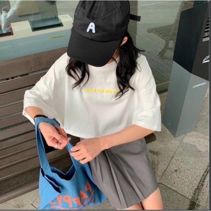 Áo Croptop nữ form rộng Unisex YOU ARE NOT 1 Freesize 45-70kg, áo thun nam form rộng tay lỡ