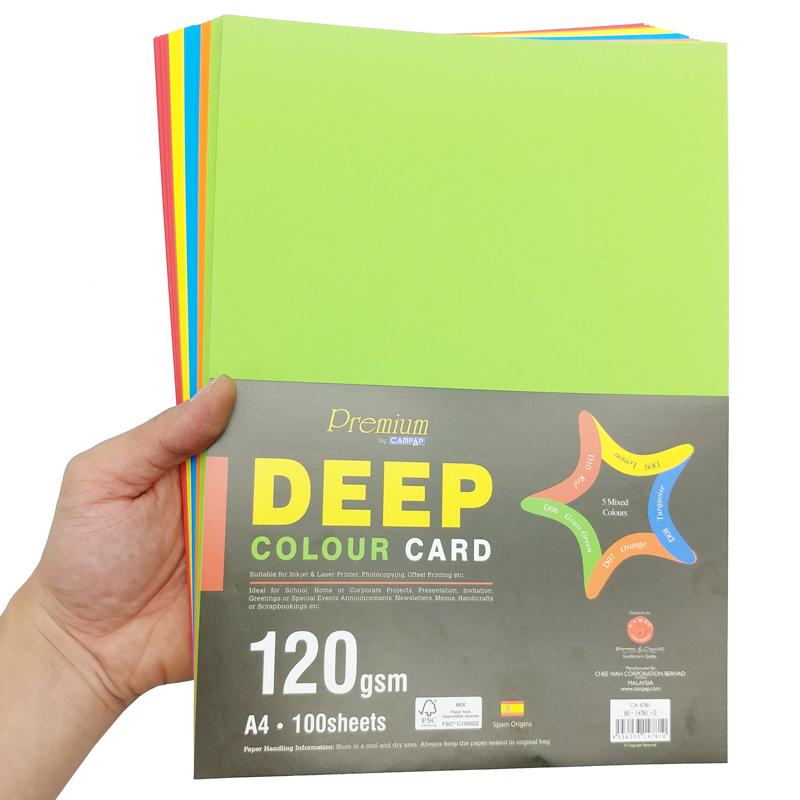 Tập 100 Giấy Màu A4 120gsm 5 Màu - Campap CA4781