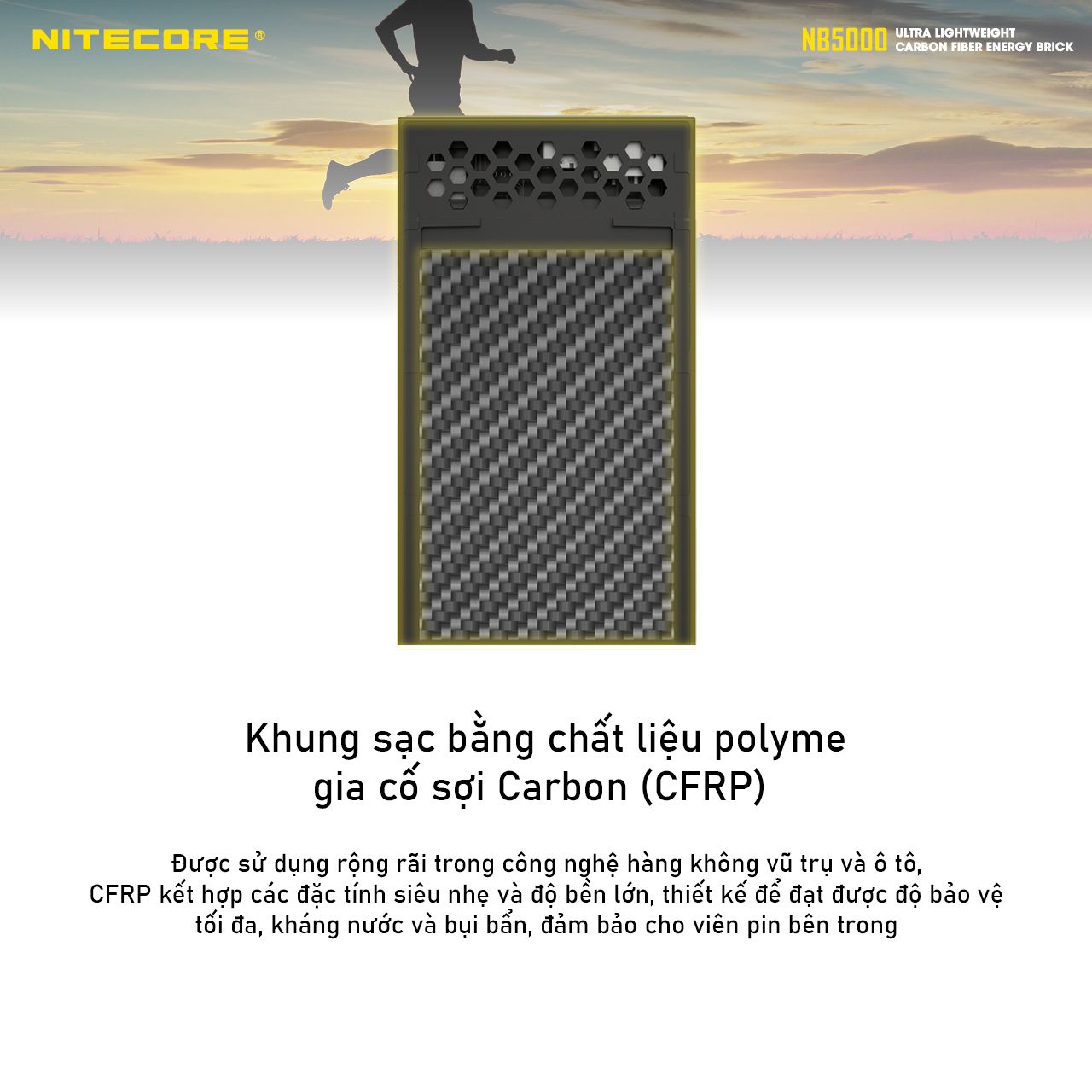 PIN SẠC DỰ PHÒNG VỎ CARBON SIÊU NHẸ NITECORE