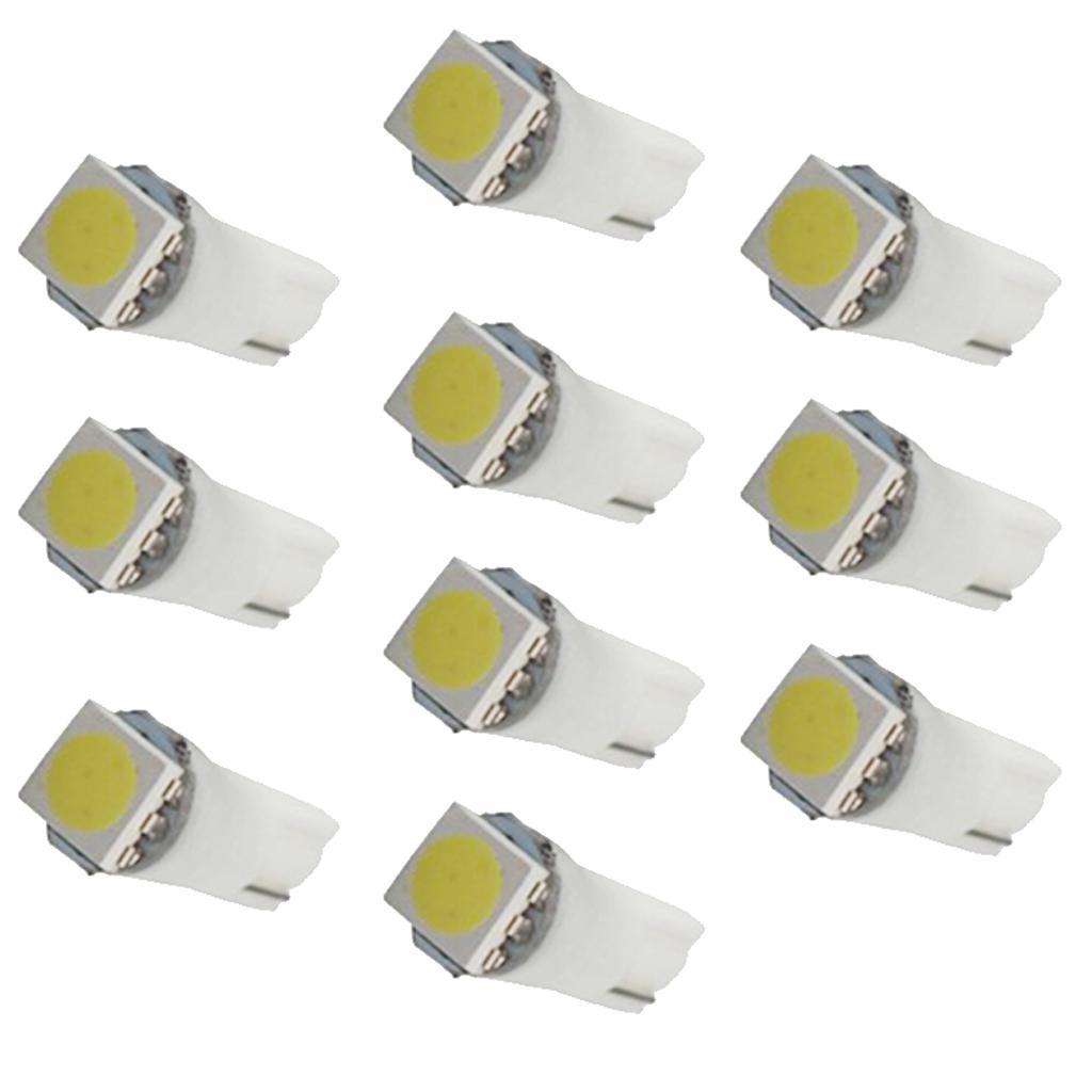 2-7pack 10pcs White Car T5 5050 Meter Lamp Map/Wedge/Step Light Bulbs LED