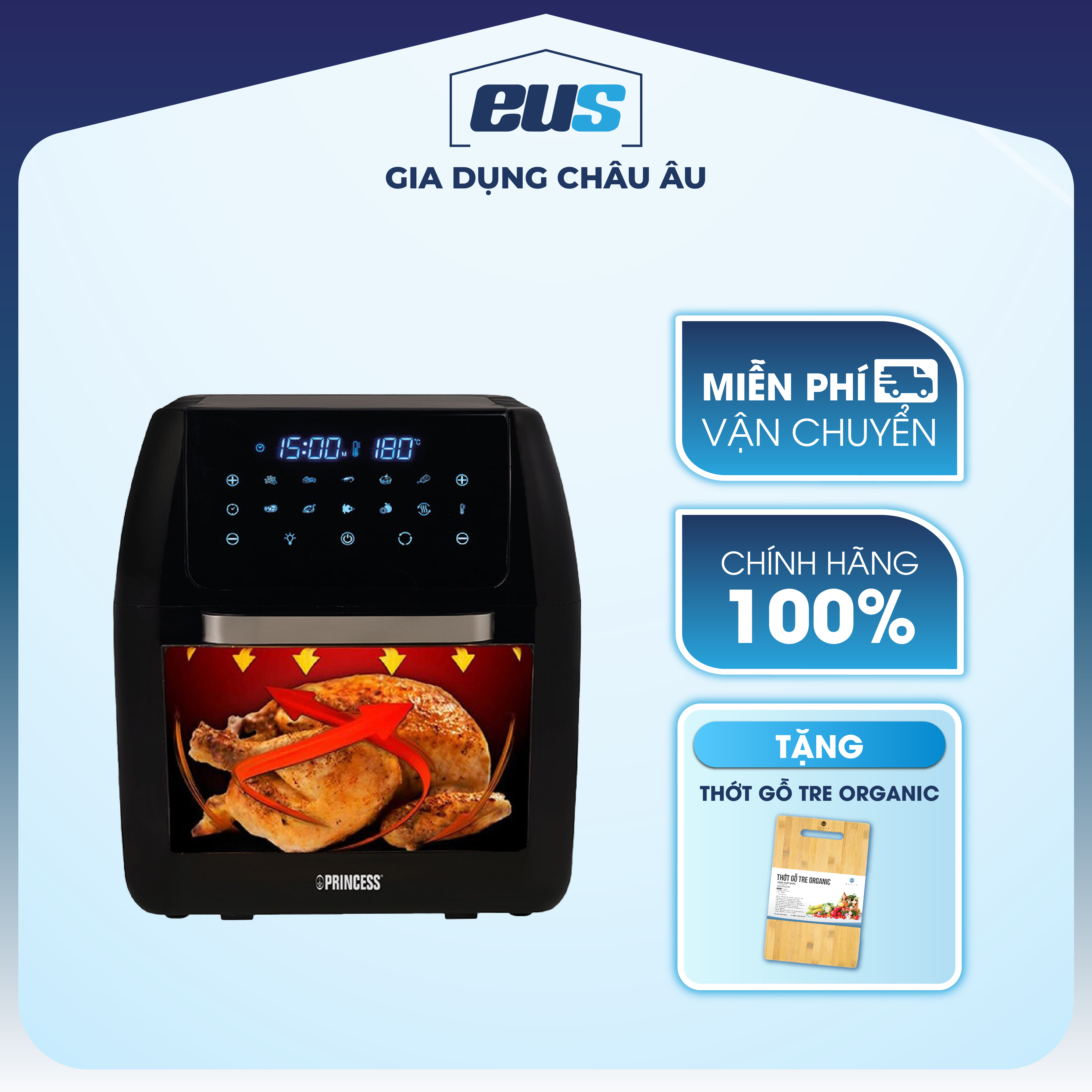 Nồi Chiên Không Dầu Kèm Lò Nướng Princess 183016 Thương Hiệu Hà Lan - - Hàng Chính Hãng