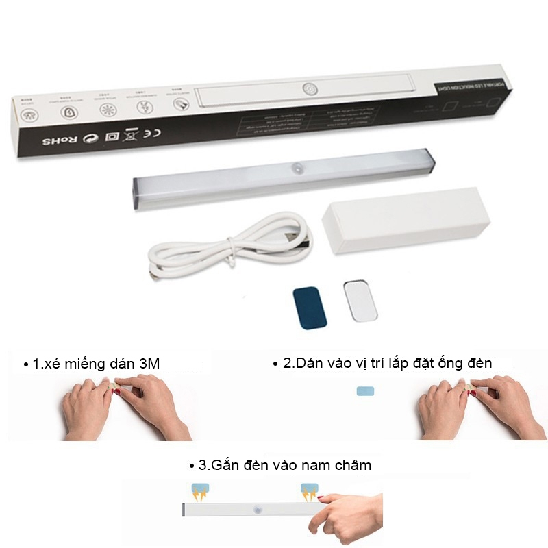 Đèn LED Cảm Biến Chuyển Động Nhiều Kích Cỡ Cảm Ứng Hồng Ngoại 3 Chế Độ Không Dây Điều Chỉnh Độ Sáng Qua 1 Lần Nhấn Ánh Sáng Bảo Vệ Mắt Tốt Tự Động Bật/Tắt Ban Đêm Đèn Học Làm Việc Đọc Sách Ngủ Cao Cấp Dễ Tháo Lắp Tiện Gắn Giường Cầu Thang Toilet Tủ USB