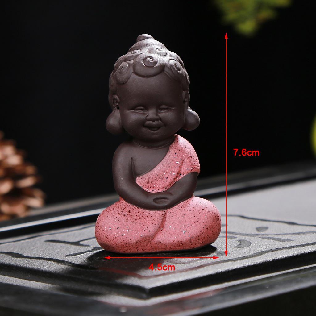 2X Yixing Tea Pet Figurine Statue Home Ornaments Pink Buddha 7.6x4.5cm
