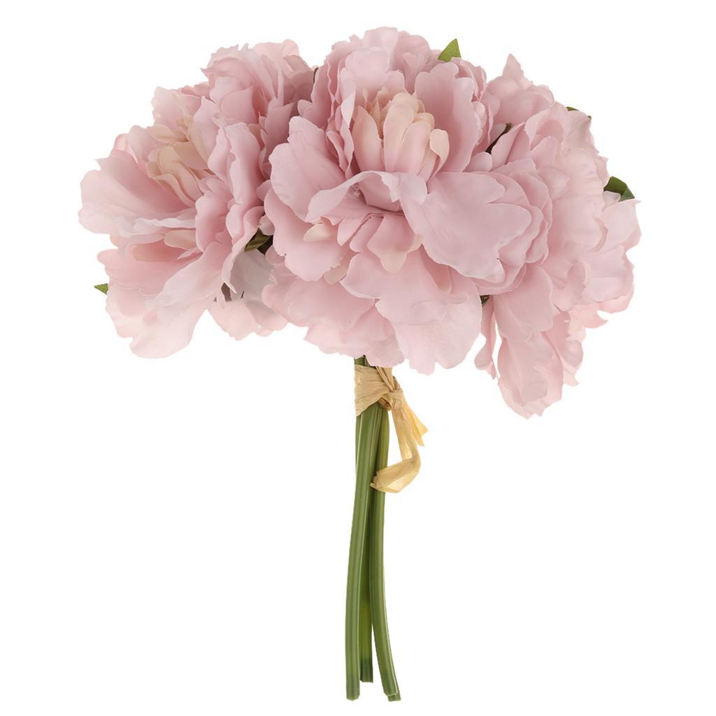 Artificial 5 Head Silk Peony Flower Bouquet Home Party Wedding Decor 10 Colo