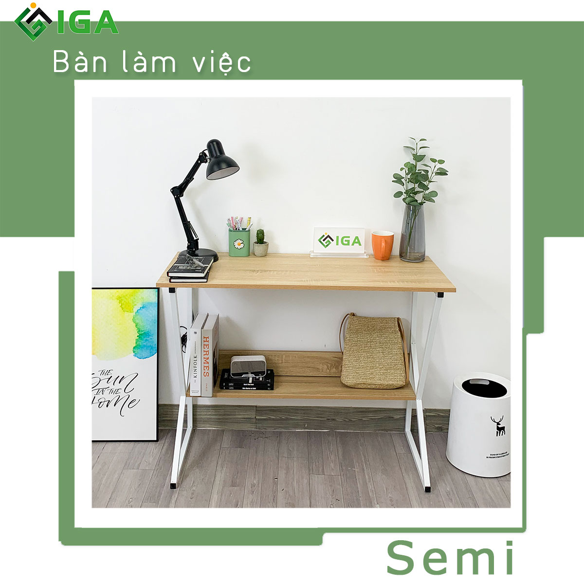 Bàn Làm Việc Kèm Kệ Sách Semi Thông Minh Thương Hiệu IGA - GM18