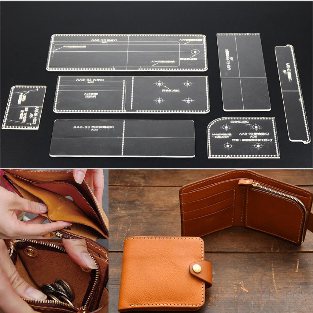 8 Pieces/Set DIY Leather Craft Clear Acrylic Wallet Pattern Stencil Template