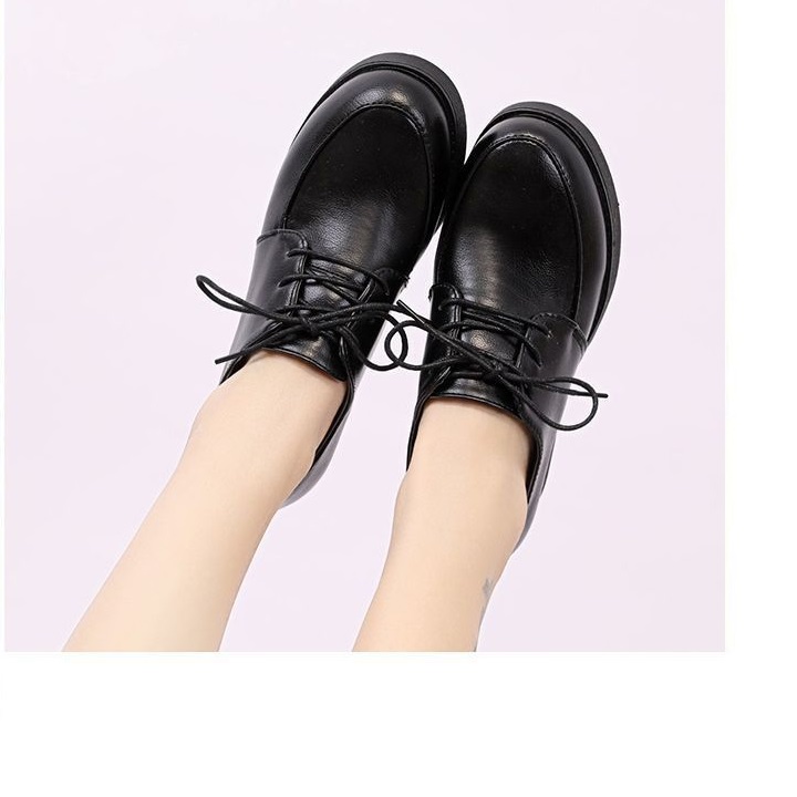 Giày oxford đế vuông 5 phân cột dây cổ ngắn gót trụ thô S069 S069