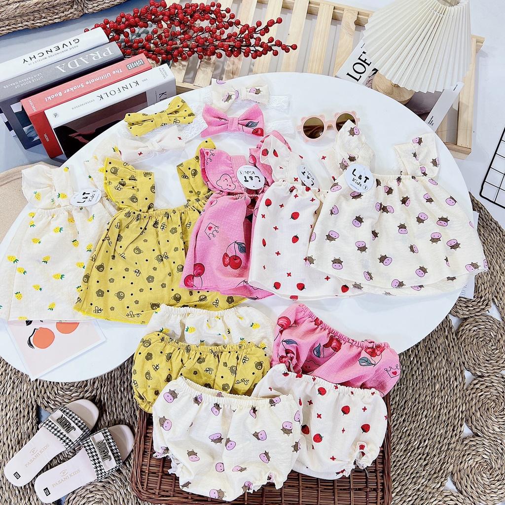 Bộ cọc tay bé gái, Set áo cánh tiên bé gái 5-15kg