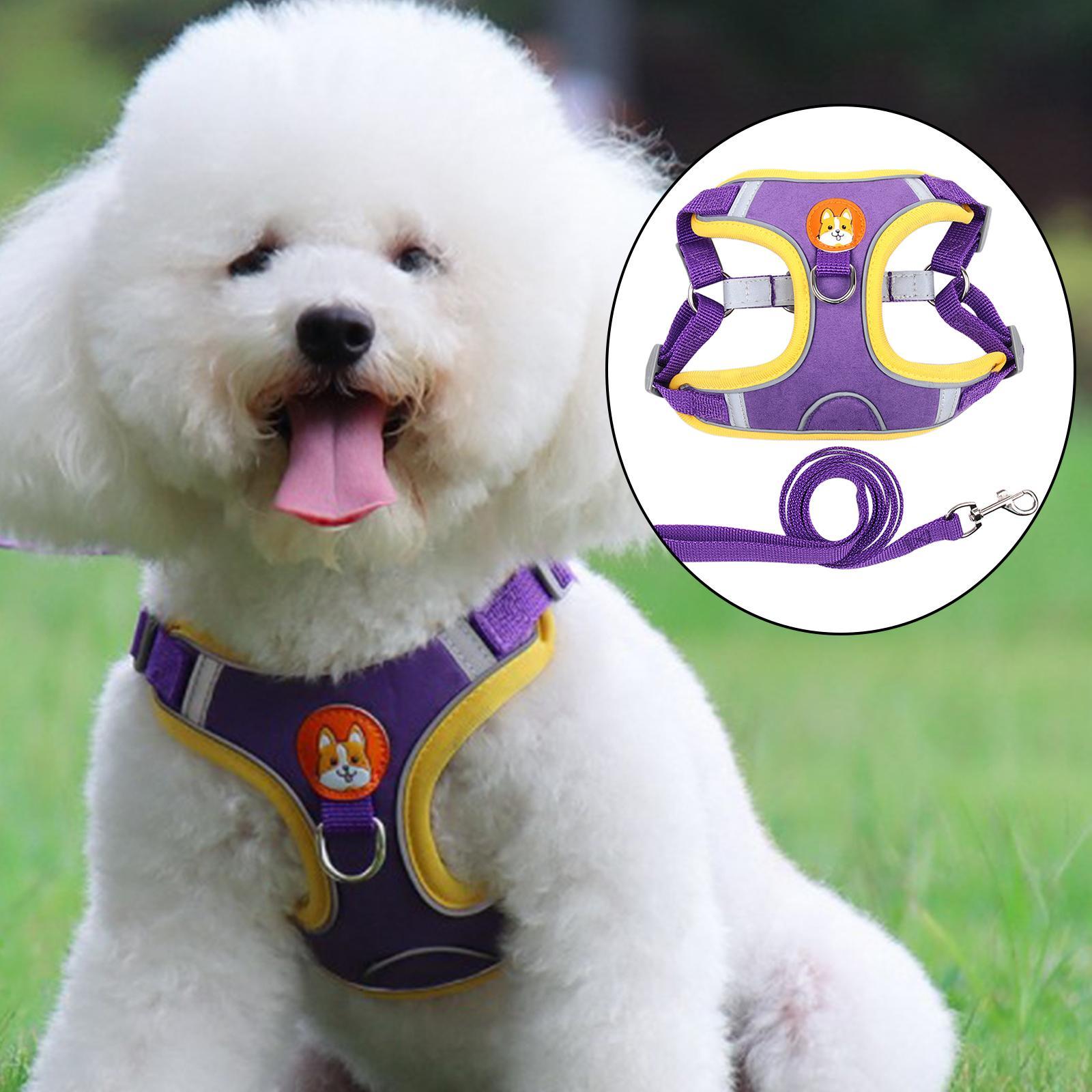 Dog Harness Leashs Set Soft Padded Adjustable for Puppy Reflective S