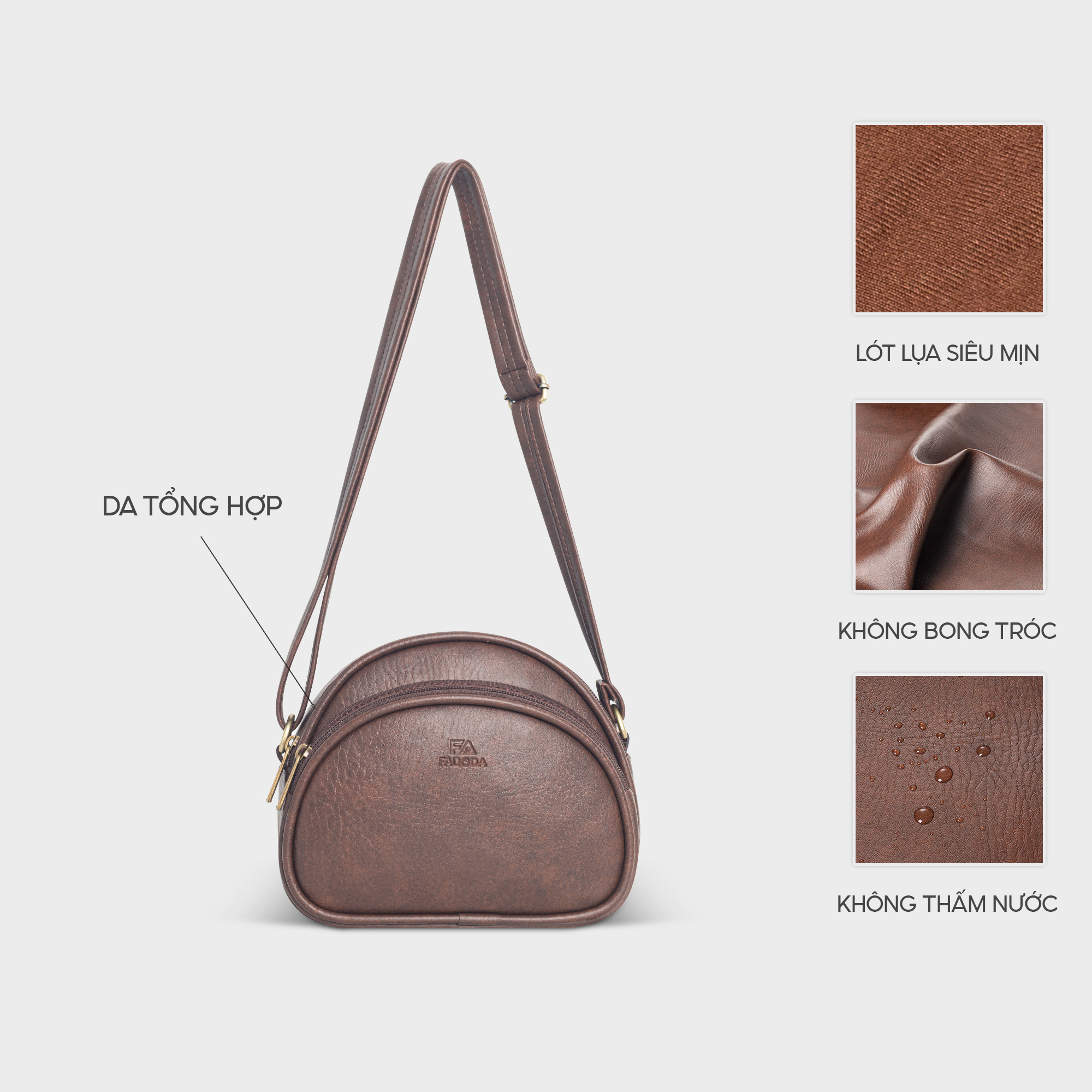 Túi đeo chéo nữ mini dáng bầu Fadoda FN41