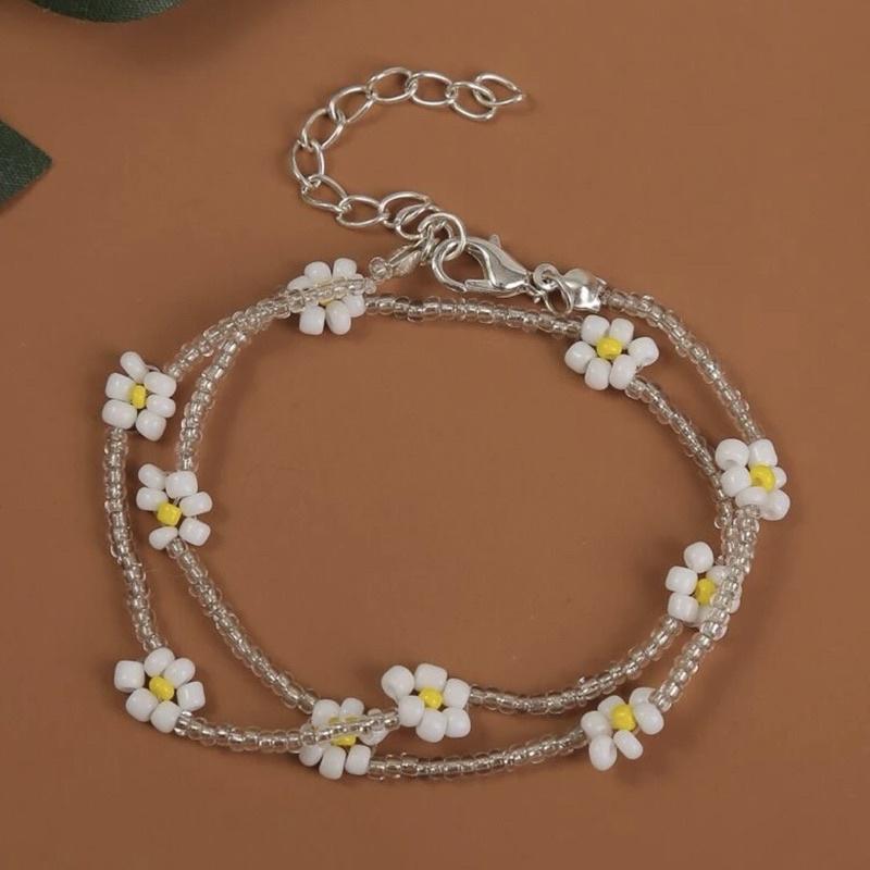 N72 Vòng tay, handmade hoa cúc trắng đục Daisy phong cách Hàn Quốc xinh xắn