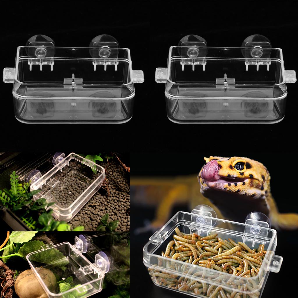 2x Tortoise Lizard Gecko Reptile Feeding Terrarium Water Dish & Food Bowl