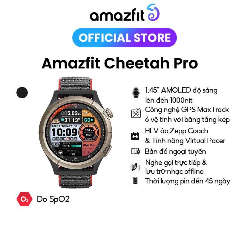 Đồng hồ thông minh Amazfit Cheetah Pro - GPS độc lập - Nghe gọi trực tiếp - Hàng chính hãng - BH 12 tháng - Hàng Chính Hãng