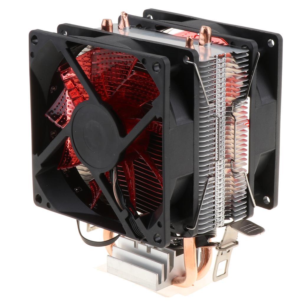 Dual-Tower Quiet CPU Cooling Fan 4 Pin Wire 12 LED RGB CPU Cooler Red