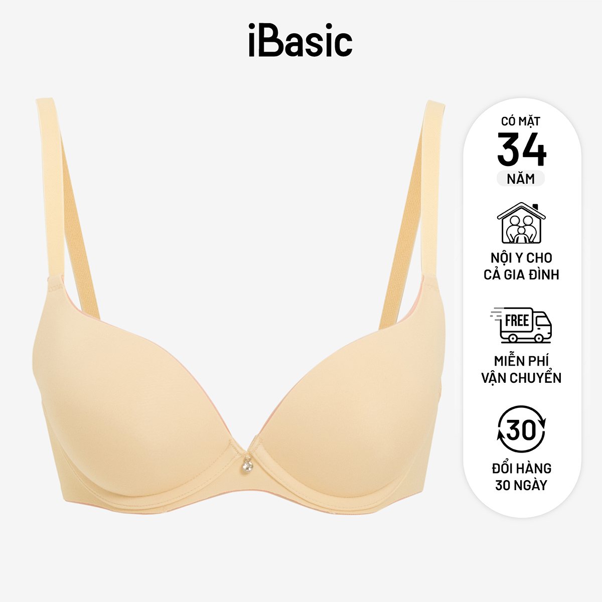 Hình ảnh Áo ngực nữ có gọng mút dày trơn phối màu viền cup T-shirt iBasic BRAW154