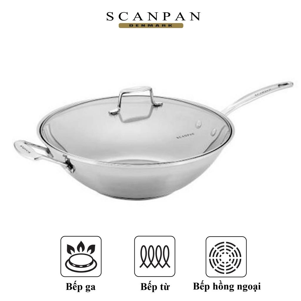 Chảo xào inox đáy từ cao cấp Scanpan Impact 32cm, thiết kế 3 lớp, inox 18/10 an toàn sức khỏe, hàng chính hãng 71303200