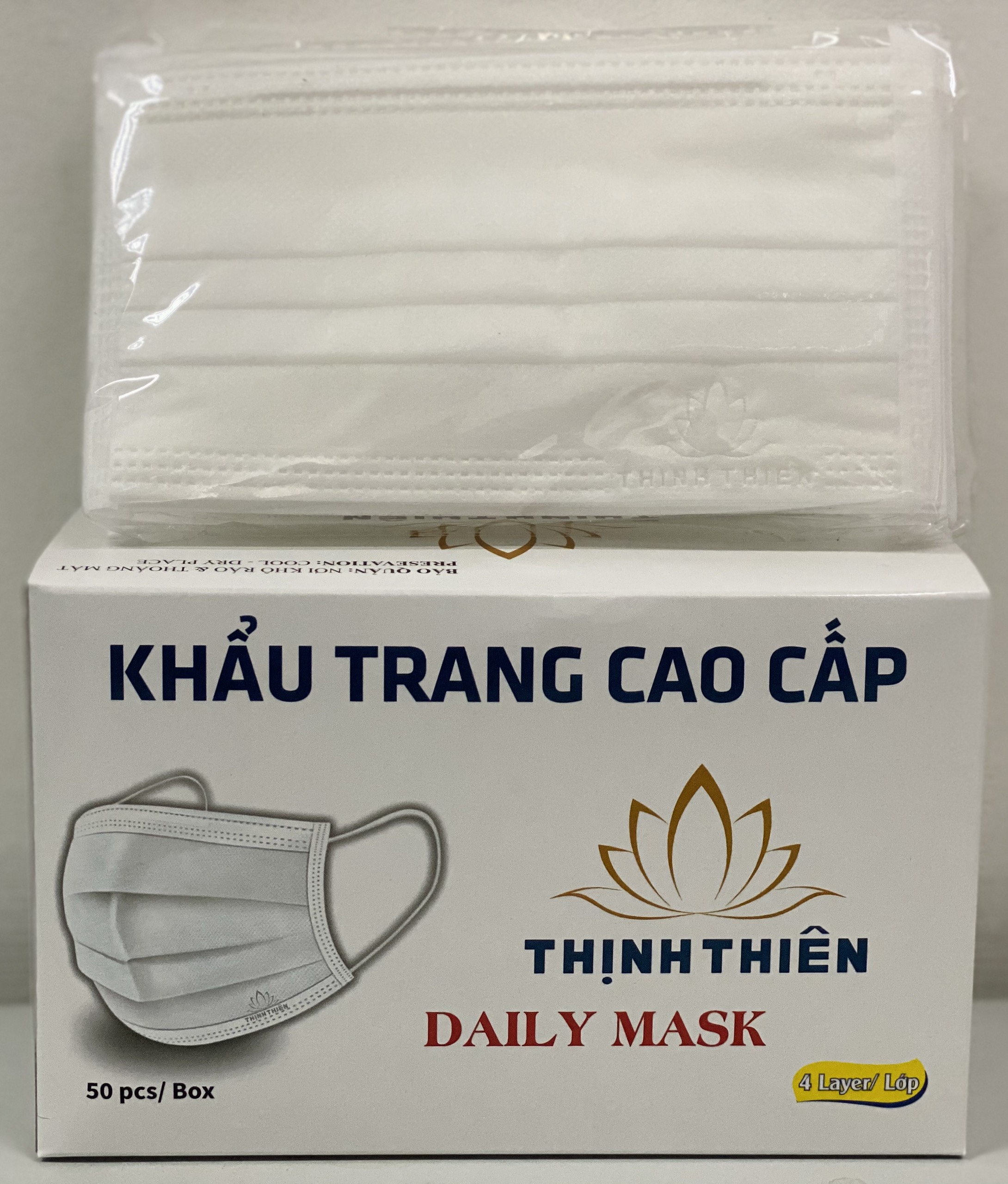 Combo 2 Hộp Khẩu Trang Y Tế 4 Lớp Thịnh Thiên (Trắng-Xám)