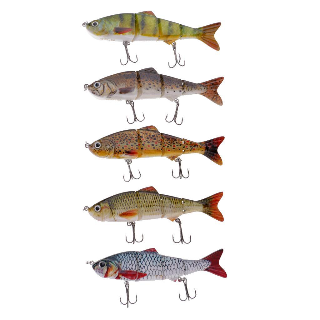 5pcs Fishing Lures Bionic Multi Jointed Fishing Lure Lifelike 3D Eyes Fish Bait Freshwater Saltwater Crank Bait