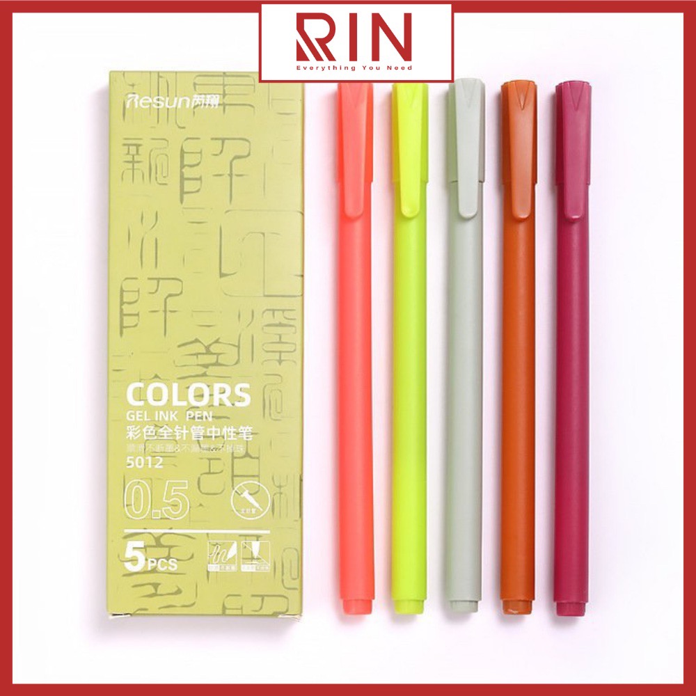 Bộ bút Gel nhiều màu/ Bộ bút mực nhiều màu ngòi 0.5mm – Bộ 5 cây