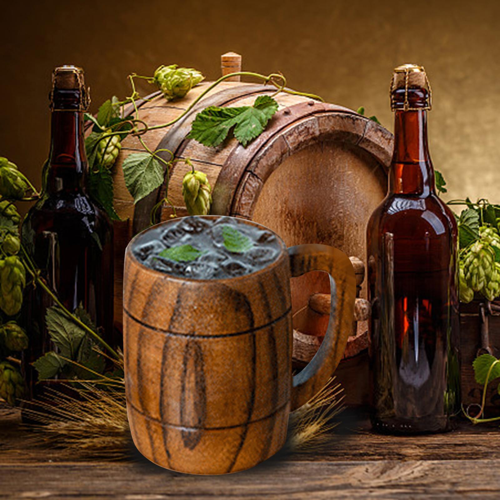 Wood Beer Mug Camping Cup Coffee Cup Vintage 400ml for Home