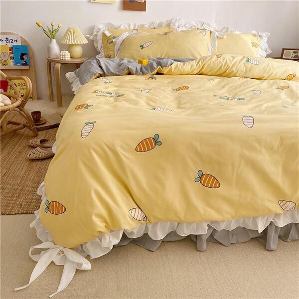 Bộ chăn ga Cotton ĐŨI phối bèo siêu mềm mịn, thoáng mát hàng nhập khẩu