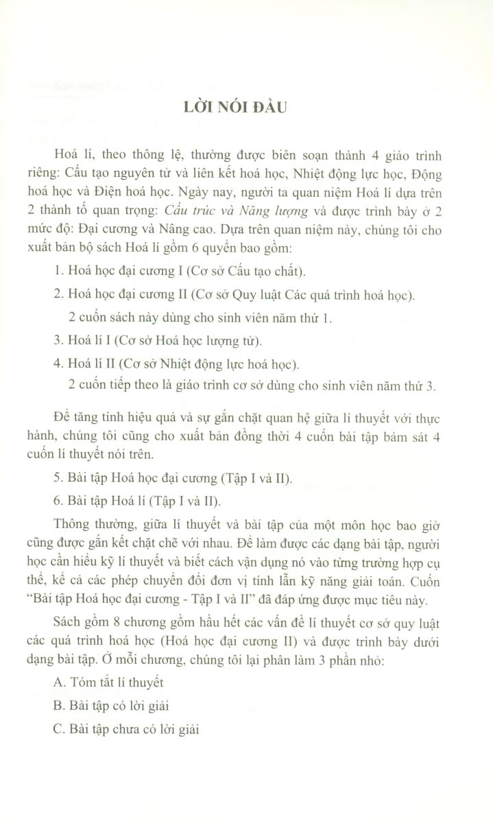 Bài Tập Hóa Học Đại Cương Tập 2: Cơ Sở Quy Luật Các Quá Trình Hóa Học