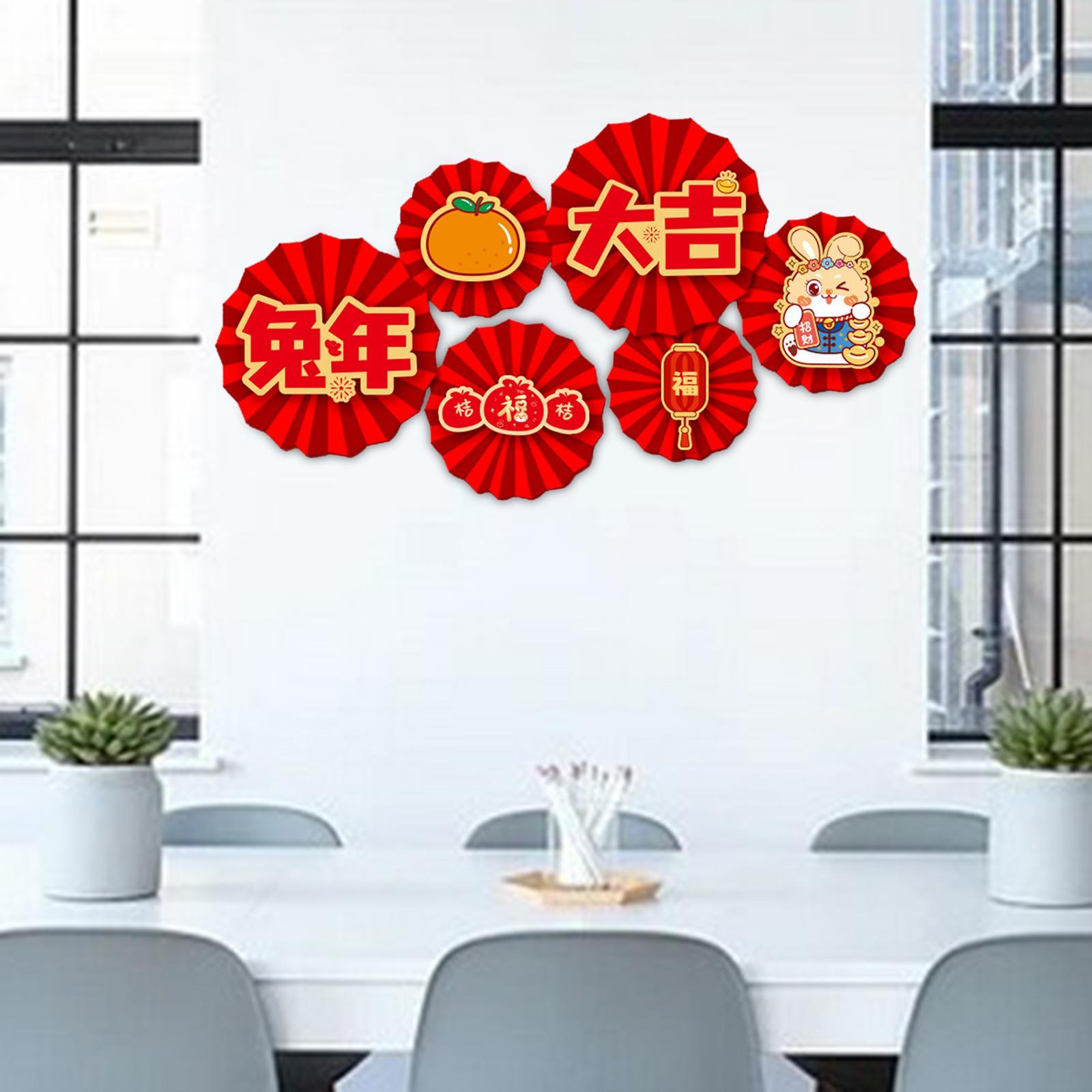 Set 6 Quạt Treo tường Trang Trí Năm Mới