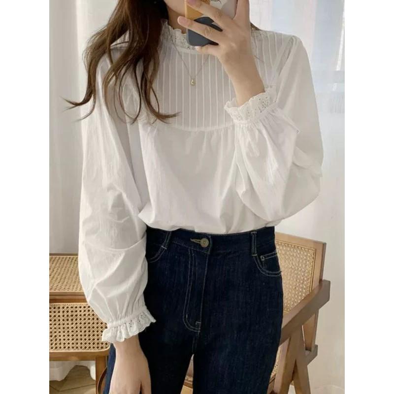 Áo babydoll xếp li ngực cổ ren vintage ảnh thật