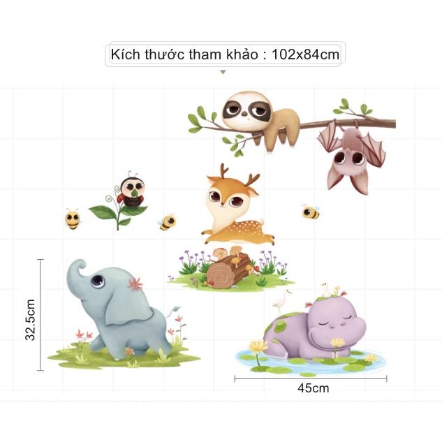 Decal trang trí tường - Những chú động vật đáng yêu