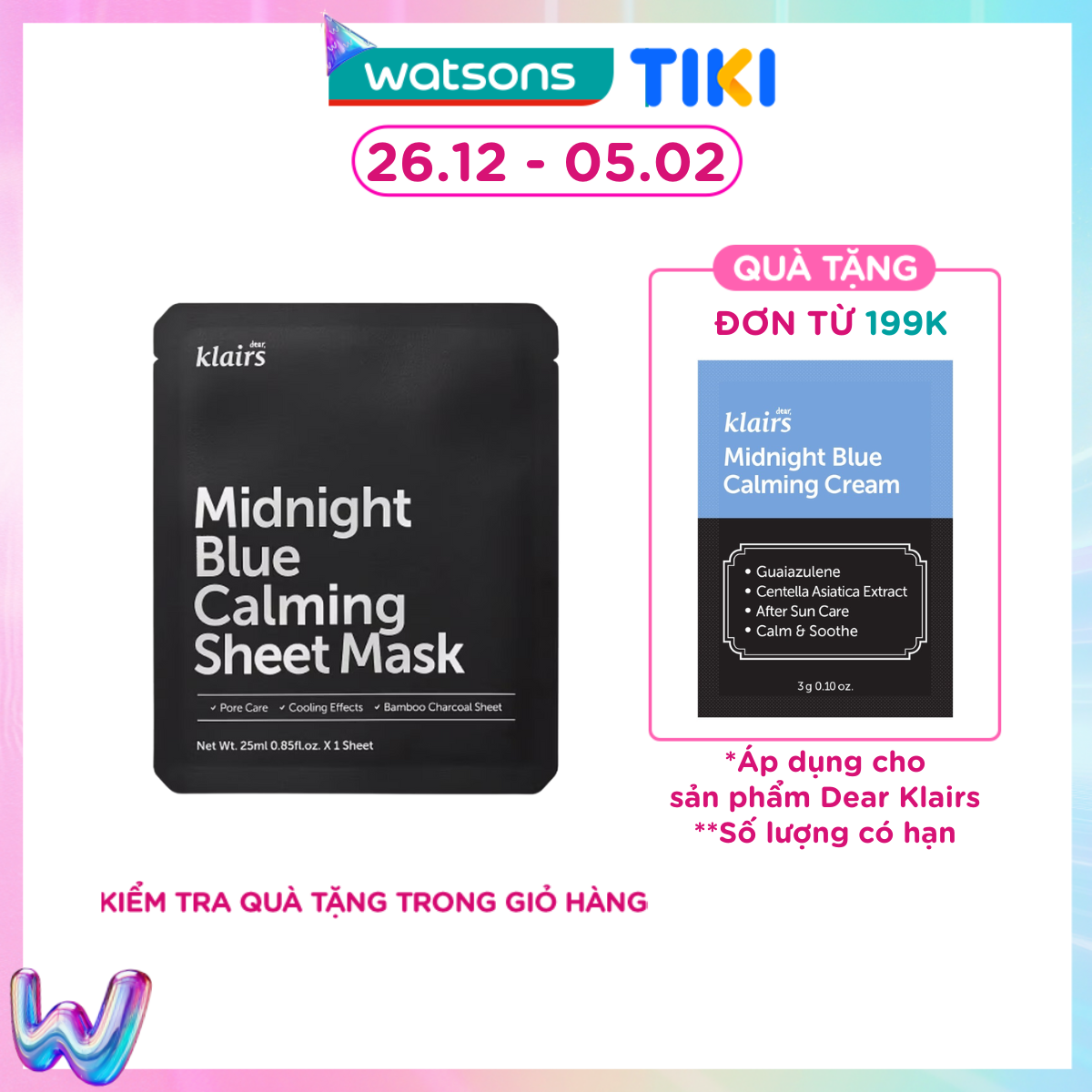 Mặt Nạ Dear Klairs Dưỡng Ẩm Và Phục Hồi Da Midnight Blue Calming Sheet Mask 25ml