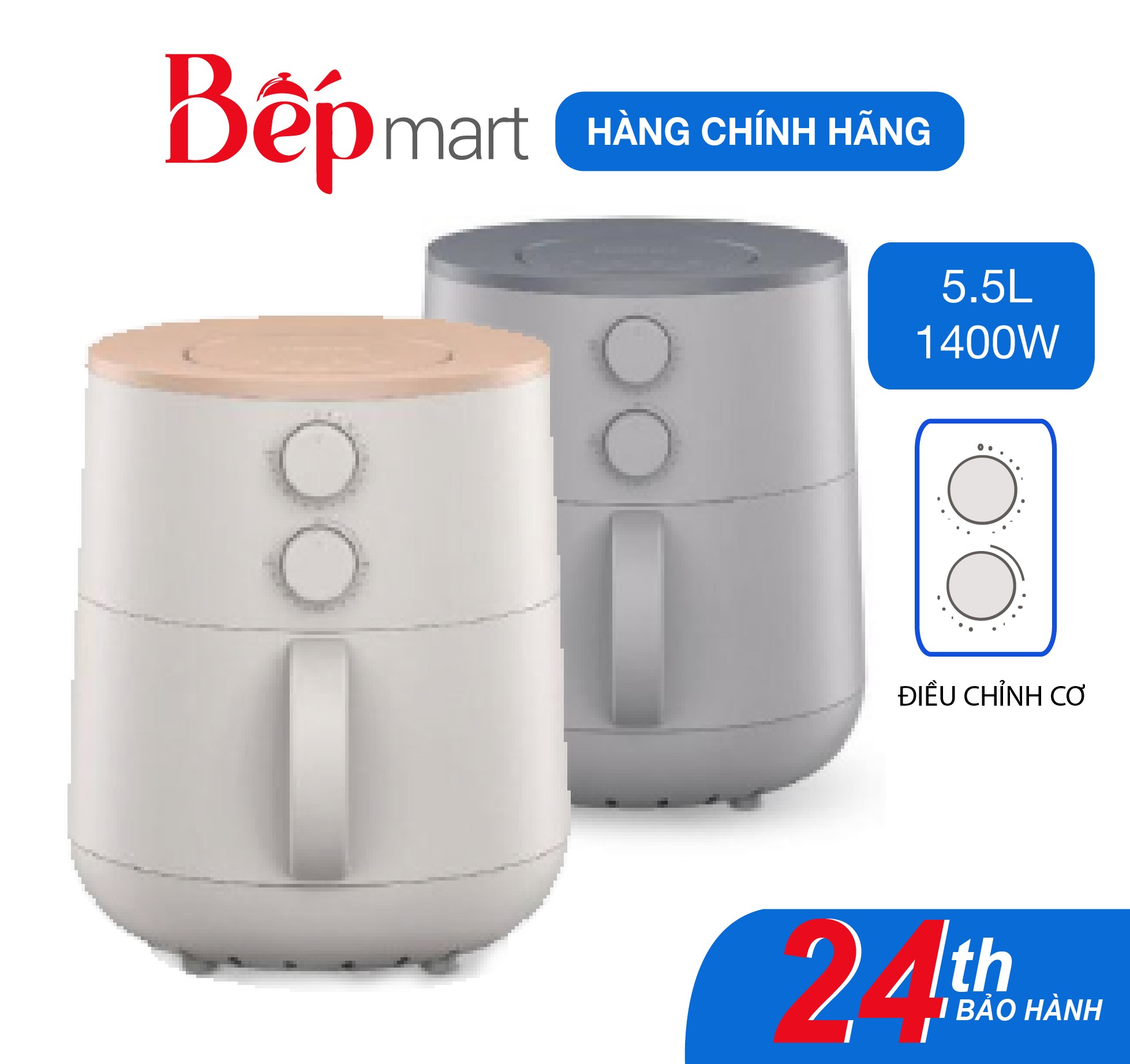 Nồi chiên không dầu LocknLock Mechanical Air Fryer EJF179 (5,5L), chống dính, điều khiển cơ - Hàng chính hãng