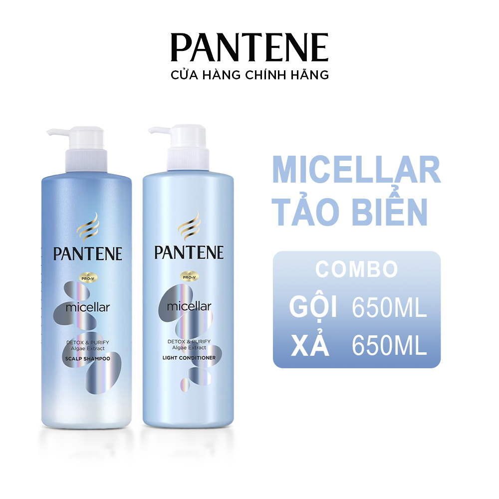 Combo Dầu Gội - Dầu Xả PANTENE Pro-V Micellar Nhiều Mùi Hương Chai 530ml x2