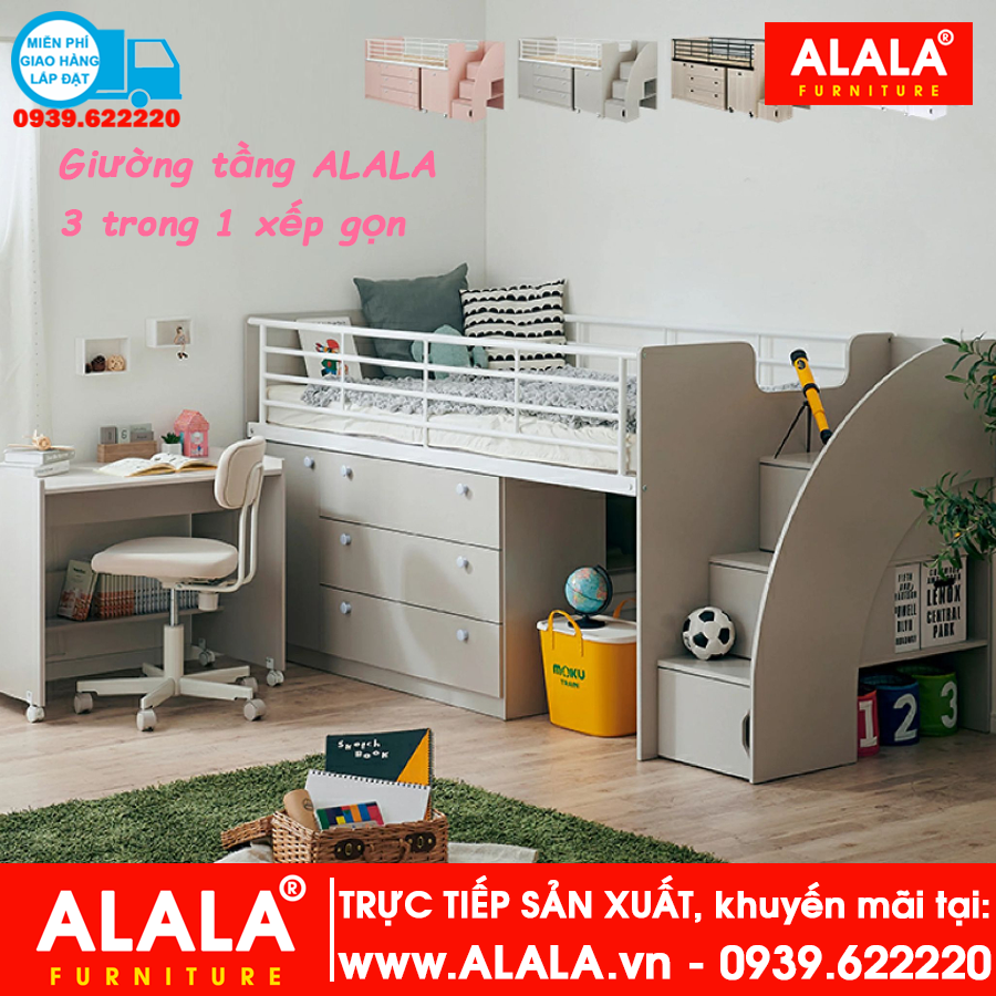 Giường tầng cho Bé ALALA128 cao cấp - www.ALALA.vn - Za.lo: 0939.622220