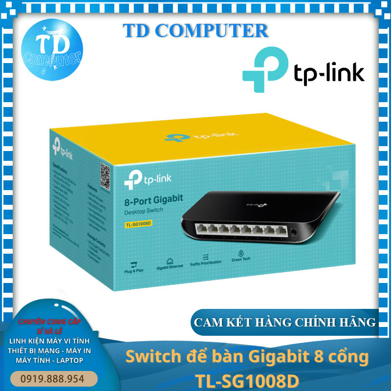 Thiết bị chia mạng TP-Link TL-SG1008D (Gigabit (1000Mbps)/ 8 Cổng/ Vỏ Nhựa) - Hàng chính hãng FPT phân phối