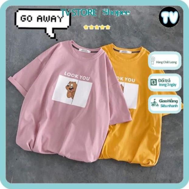 Áo Phông Unisex TVSTORE Áo thun tay lỡ form rộng unisex - phông nam nữ oversize - T shirt Gấu look you a