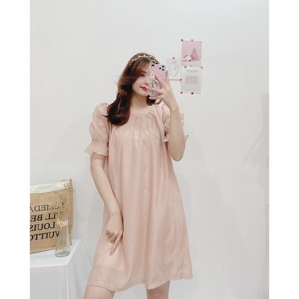 ĐẦM VOAN 2 LỚP 4 MÀU DÁNG BABYDOLL TAY LỠ BO THUN-hình thật shop chụp