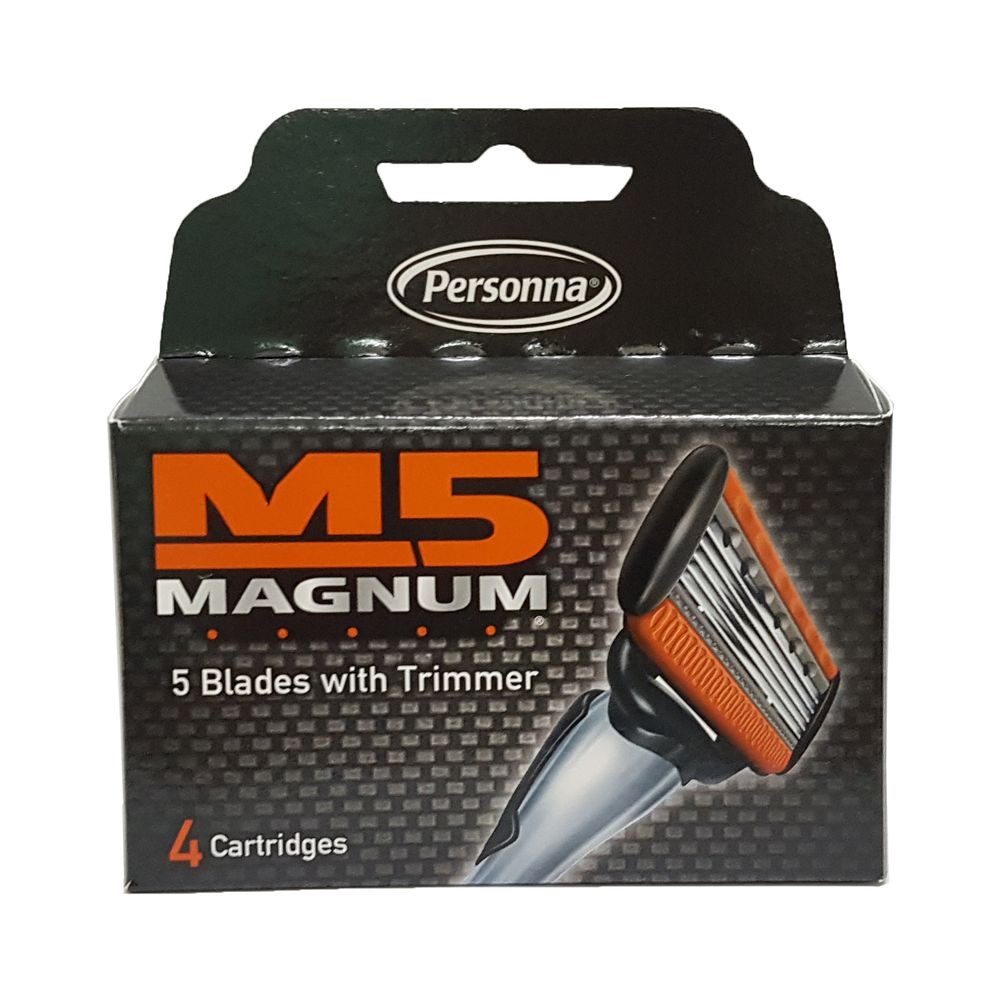 Combo dao cạo râu và hộp 4 đầu cạo thay thế Personna M5 Magnum - Hàng nhập khẩu Mỹ
