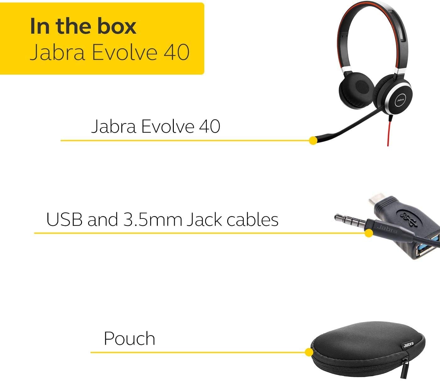 [Hàng chính hãng] - Tai nghe đàm thoại kết hợp giải trí Jabra Evolve 40 MS Stereo