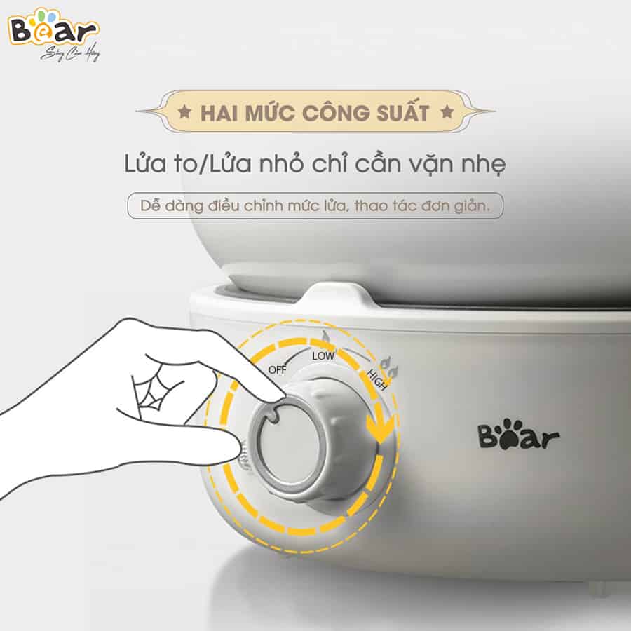 Nồi Điện Đa Năng Bear MC-B25V1 (2.5L) (Kèm Lồng Hấp)- Hàng chính hãng