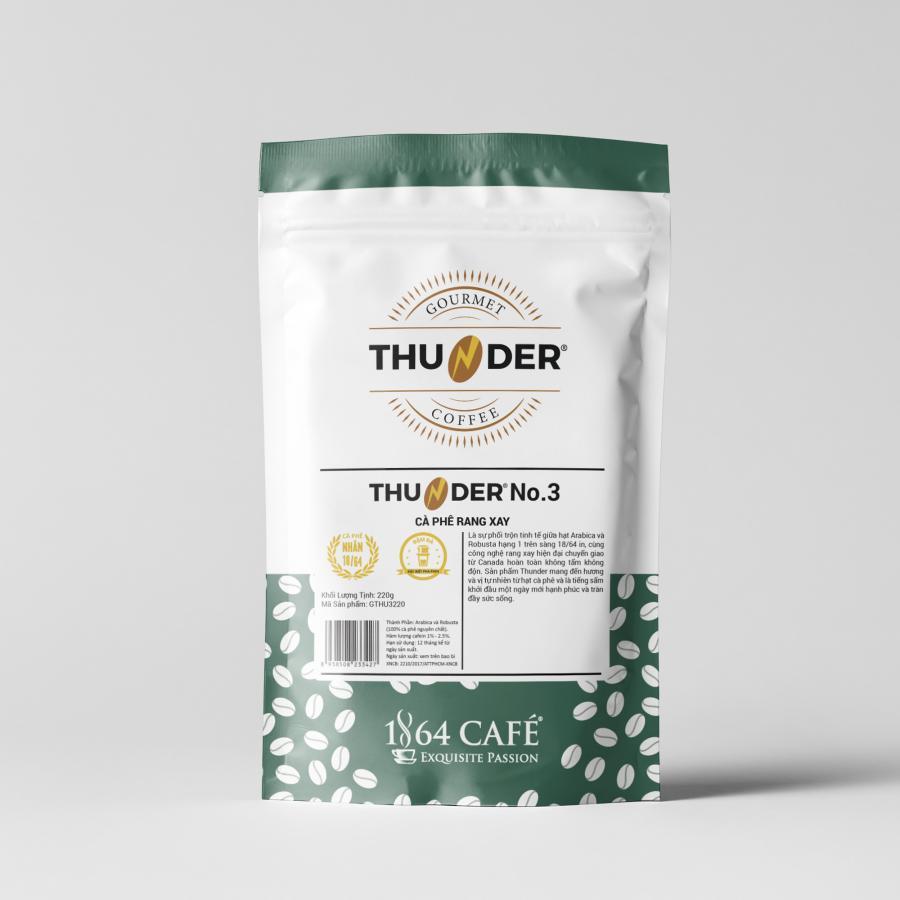 Cà Phê Rang Xay Thunder No.3 Gu Việt Pha Phin/Pha Máy – 1864 CAFÉ trọng lượng tịnh 220g