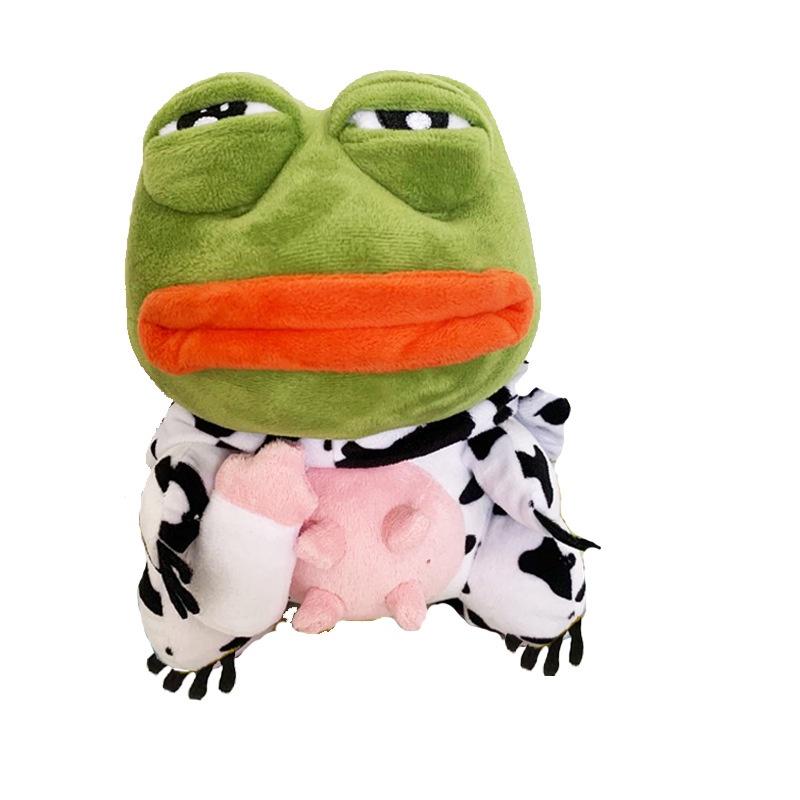 Gấu bông ếch PePe cosplay bò sữa Sad Frog kích thước 25cm NEOCI