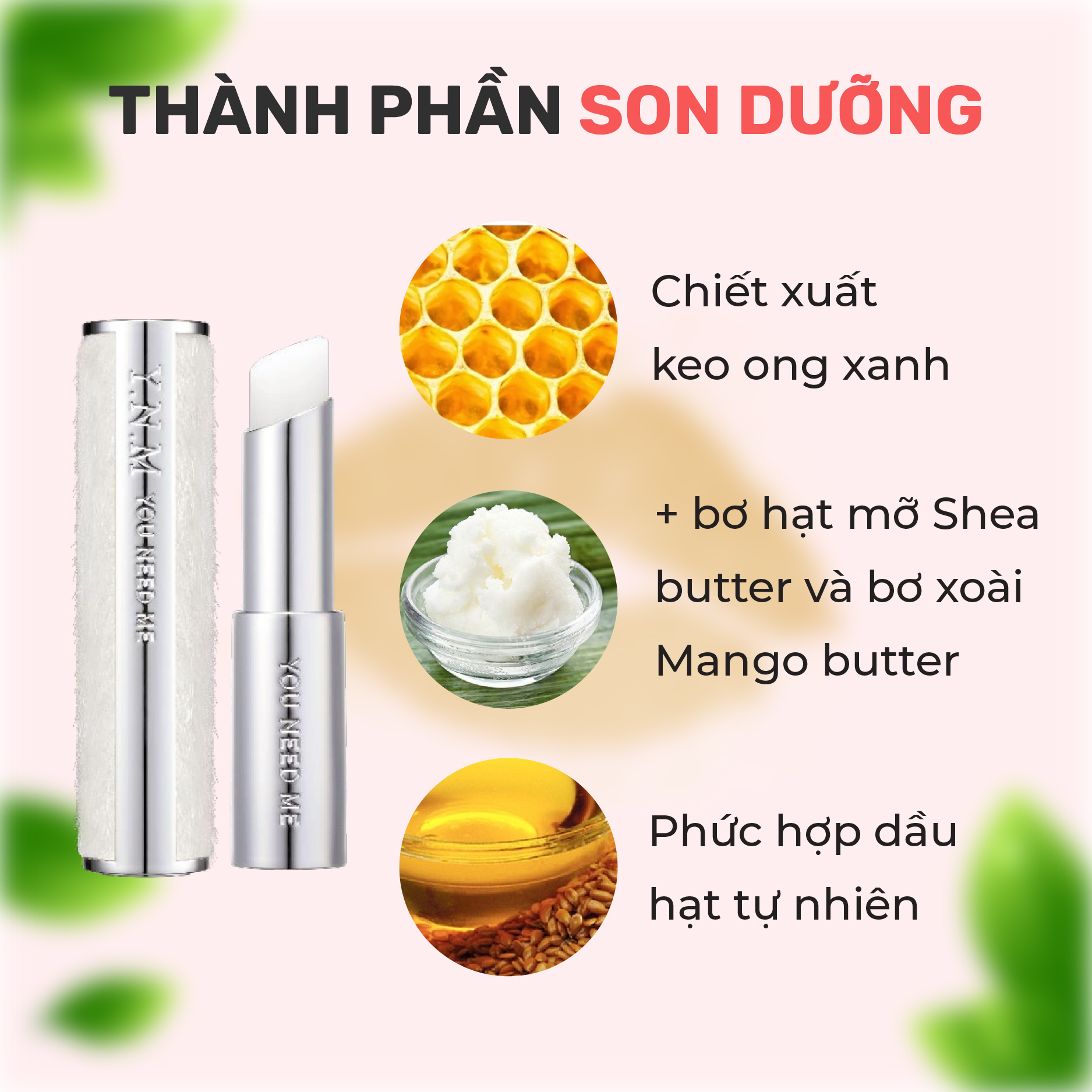 Son dưỡng môi không màu YNM Natural Melting Honey Lip Balm Không Màu 3g