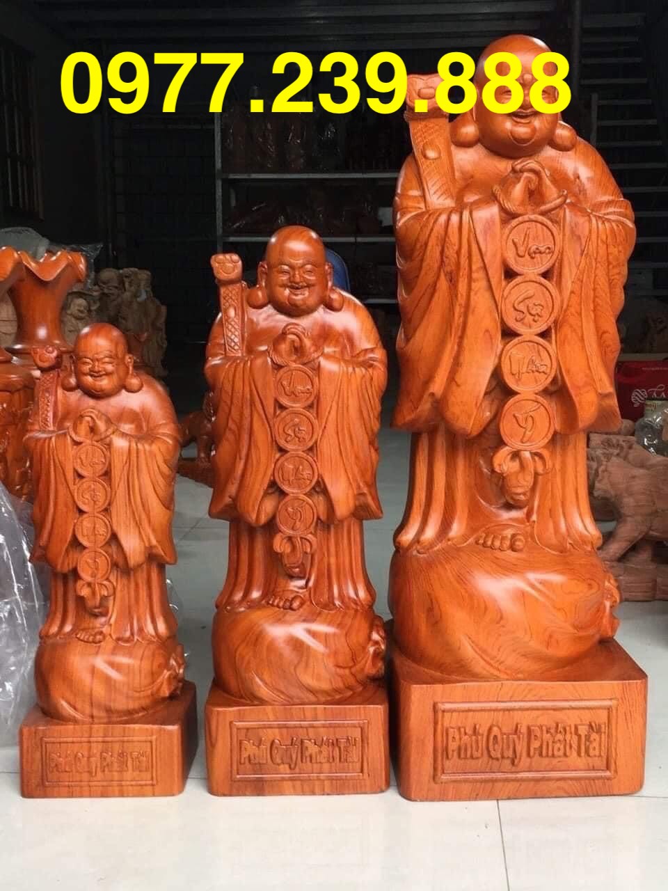Tượng di lặc gỗ hương 1m