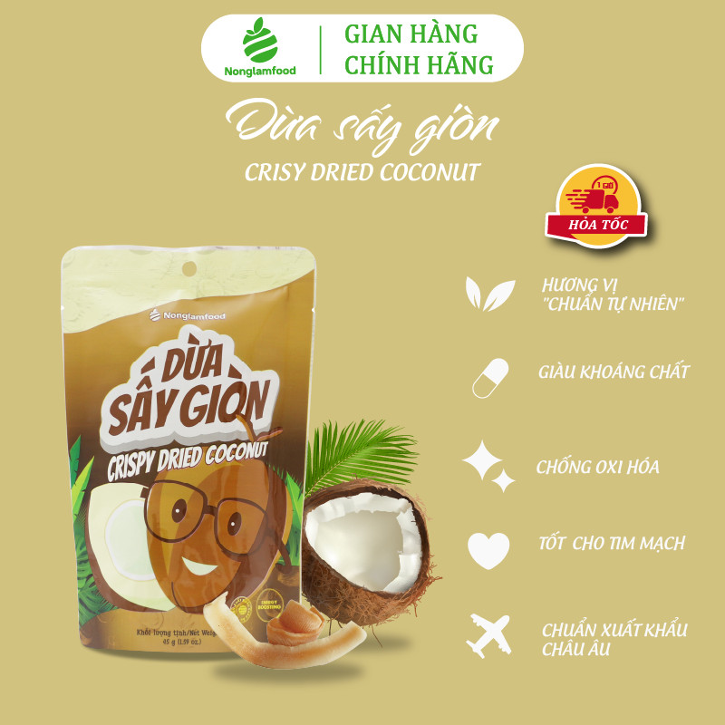 Trái cây sấy ăn vặt tăng sức đề kháng Nonglamfood (Cam lát 45g, Mít 45g, Bưởi chanh dây 45g, Dừa giòn 45g)