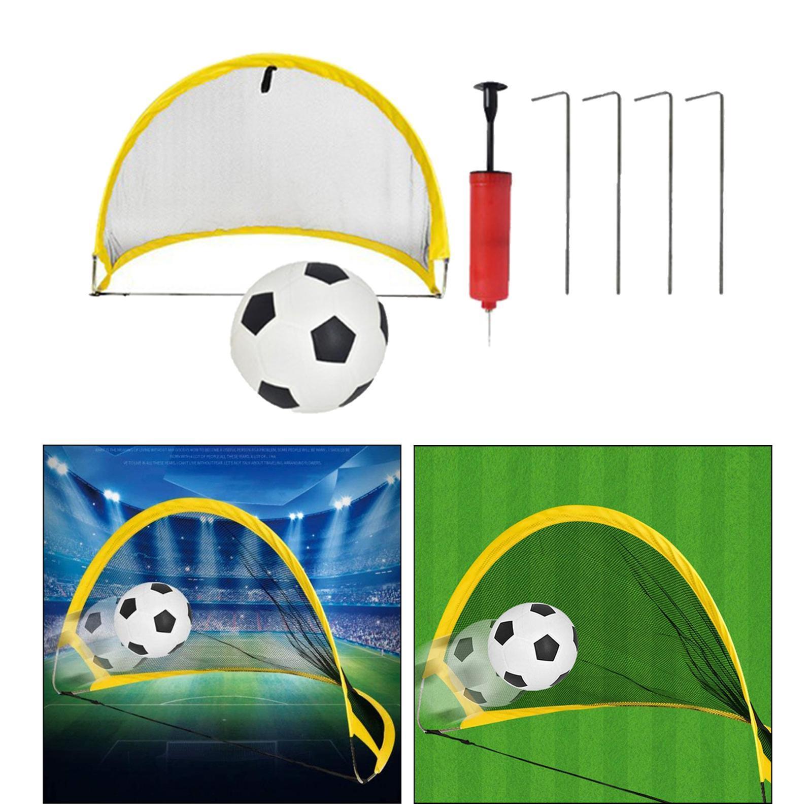 Soccer Goal - Folding Portable Net with Ball, Carry Case and Ground Stakes - Practice kids children play Adults