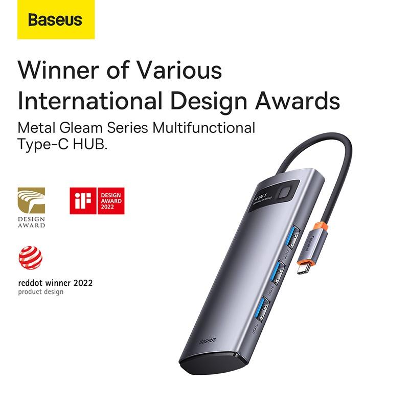 Bộ Hub Mở Rộng Cho Macbook/Laptop Baseus Metal Gleam Multifunctional Type-C HUB Docking Station