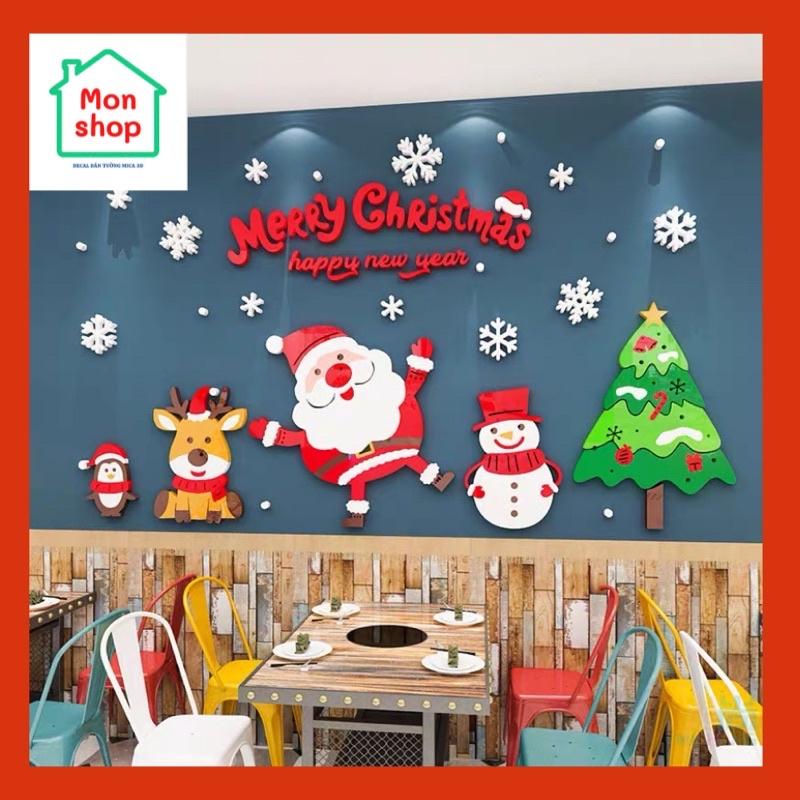 Decal dán tường mica 3D - TRANG TRÍ NOEL, GIÁNG SINH chất liệu cao cấp dán mọi bề mặt, trang trí cửa hàng, cửa kính