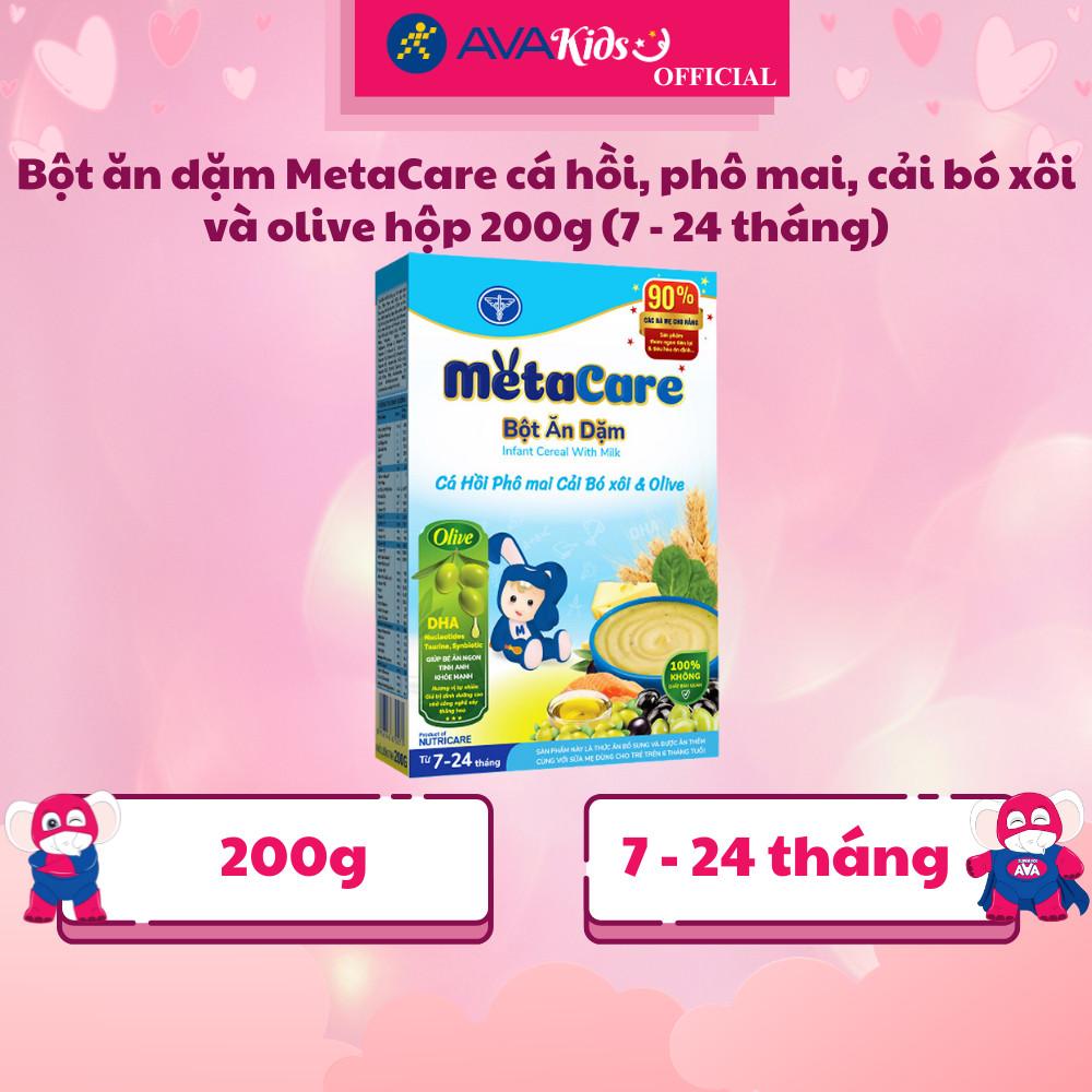 Bột ăn dặm MetaCare cá hồi, phô mai, cải bó xôi và olive hộp 200g (7 - 24 tháng) - Hàng Chính Hãng