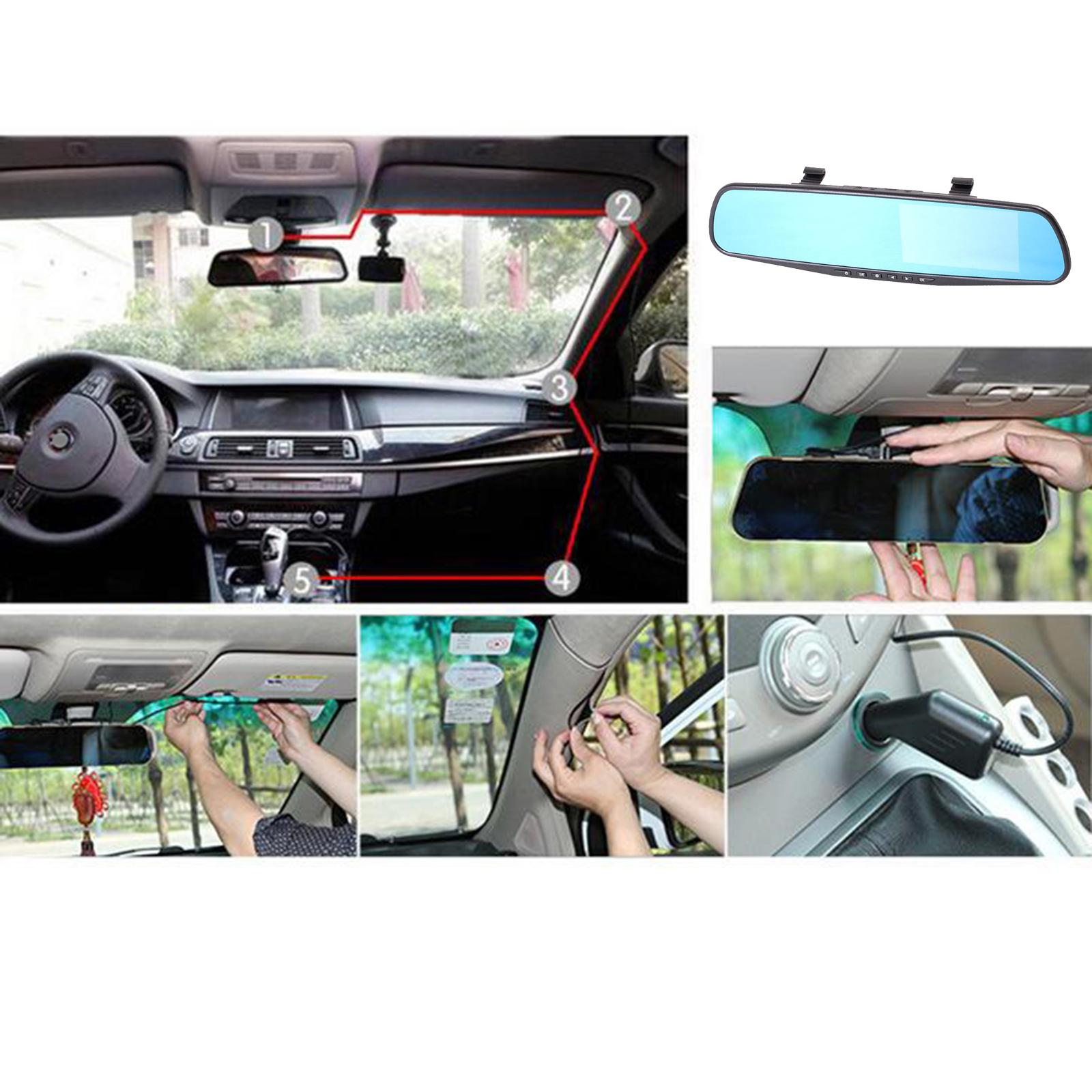 4.3 Inch Display HD Car 1080P Dash DVR Rearview Mirror Backup Camera Super Night Vision